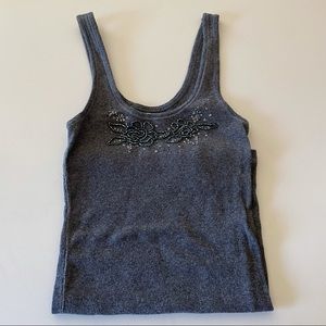 Abercrombie Gray Knit Tank Top W/ Beading- SIZE M